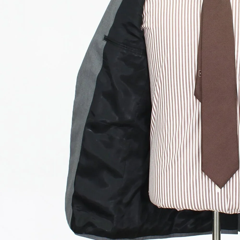Calvin Klein 44L Gray Solid 2-Button Sport Coat Blazer Jacket W022